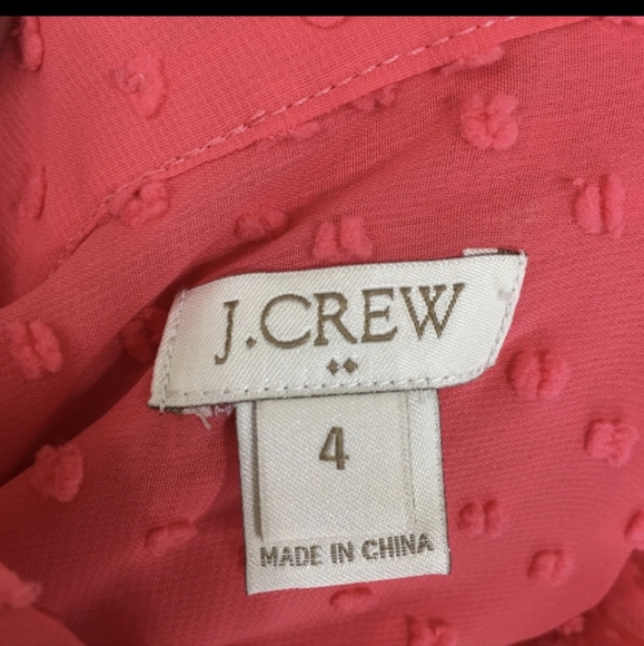 J.CREW Swiss Dot Chiffon Blouse High-Neck Ruffle 4 pink ❤️ - Picture 2 of 6